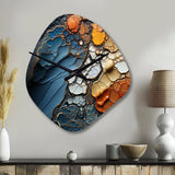 Blue and Orange Fluid Movements - Asymmetric Metal Wall Clock