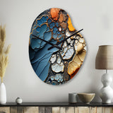 Blue and Orange Fluid Movements - Asymmetric Metal Wall Clock