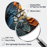 Blue and Orange Fluid Movements - Asymmetric Metal Wall Clock