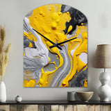 Yellow and Grey Cosmic Vibrations II - Asymmetric Metal Wall Clock