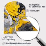 Yellow and Grey Cosmic Vibrations II - Asymmetric Metal Wall Clock