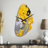 Yellow and Grey Cosmic Vibrations II - Asymmetric Metal Wall Clock
