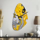 Yellow and Grey Cosmic Vibrations II - Asymmetric Metal Wall Clock