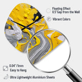 Yellow and Grey Cosmic Vibrations II - Asymmetric Metal Wall Clock