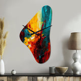 Yellow and Turquoise Journey Of Abstraction II - Asymmetric Metal Wall Clock