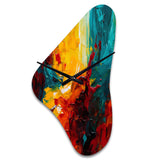 Yellow and Turquoise Journey Of Abstraction II - Asymmetric Metal Wall Clock
