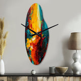 Yellow and Turquoise Journey Of Abstraction II - Asymmetric Metal Wall Clock