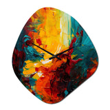 Yellow and Turquoise Journey Of Abstraction II - Asymmetric Metal Wall Clock