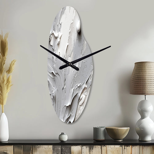 Grey and Cream Harmony In Chaos I - Asymmetric Metal Wall Clock