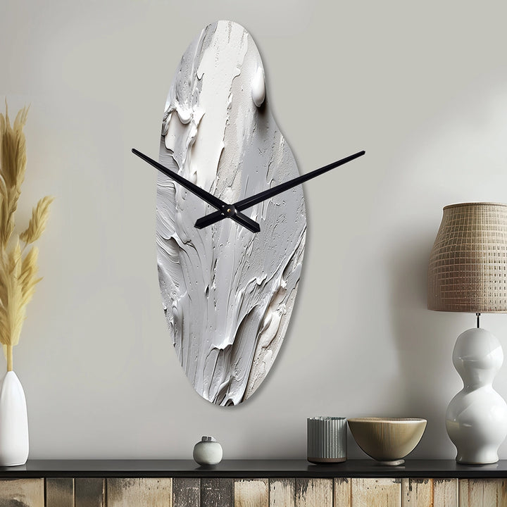 Grey and Cream Harmony In Chaos I - Asymmetric Metal Wall Clock