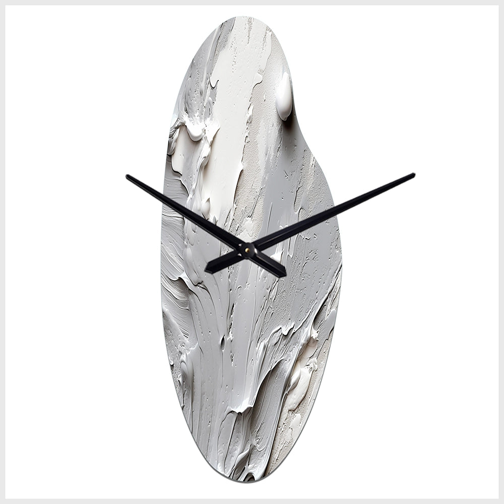 Grey and Cream Harmony In Chaos I - Asymmetric Metal Wall Clock