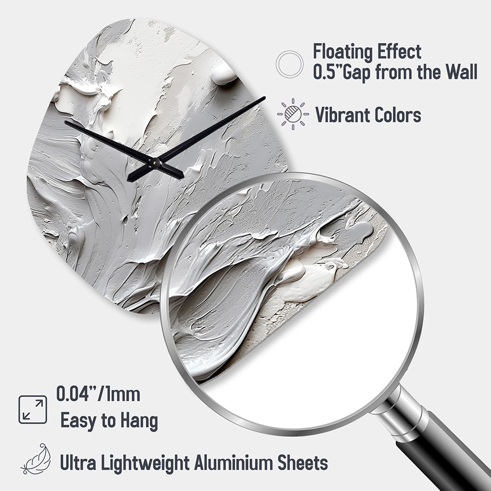 Grey and Cream Harmony In Chaos I - Asymmetric Metal Wall Clock
