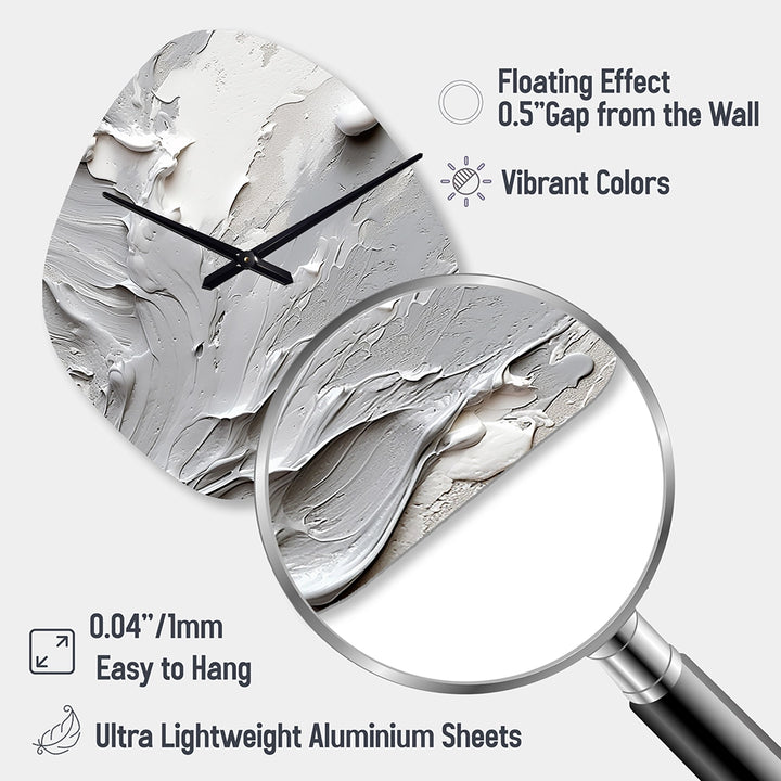 Grey and Cream Harmony In Chaos I - Asymmetric Metal Wall Clock