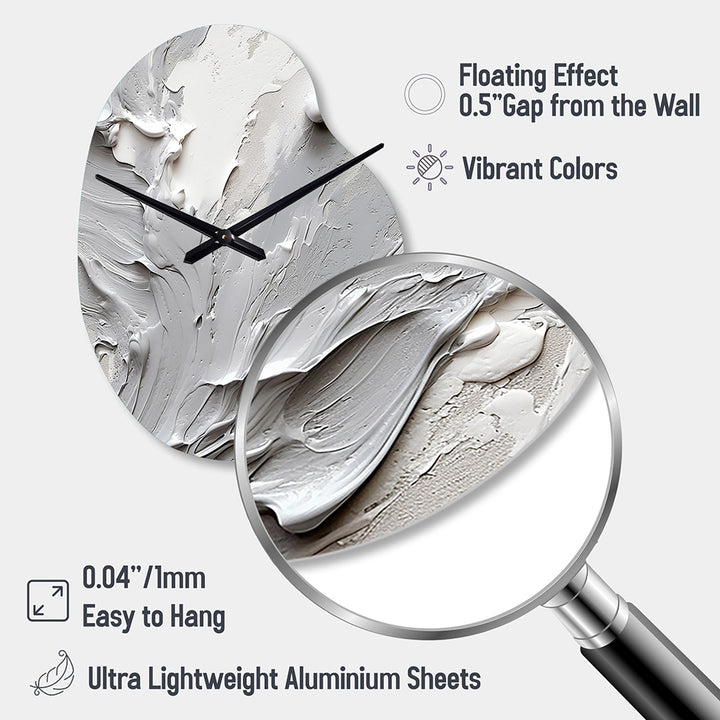 Grey and Cream Harmony In Chaos I - Asymmetric Metal Wall Clock