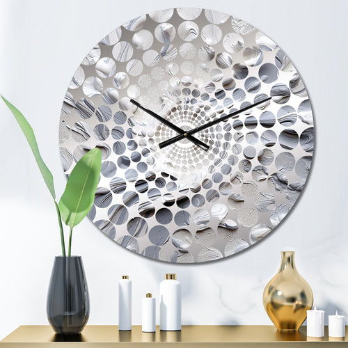 Grey and Cream Harmony In Chaos II - Abstract Metal Wall Clock