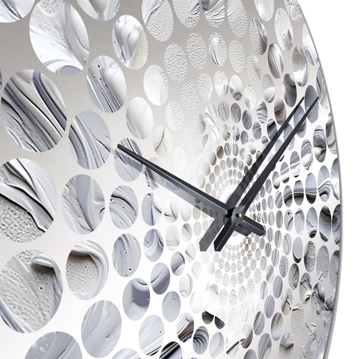 Grey and Cream Harmony In Chaos II - Abstract Metal Wall Clock