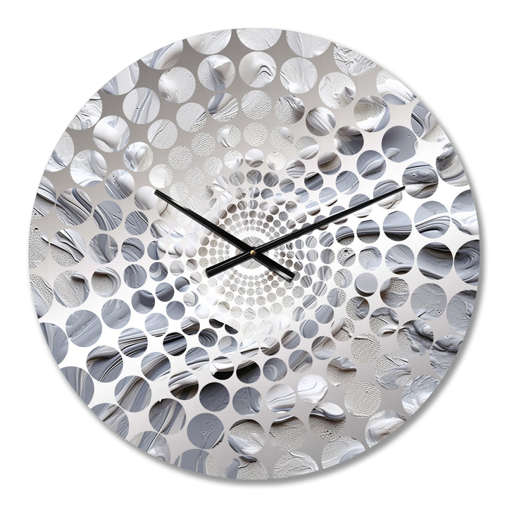 Grey and Cream Harmony In Chaos II - Abstract Metal Wall Clock