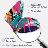 Pink and Turquoise Abstract Enigma I - Asymmetric Metal Wall Clock