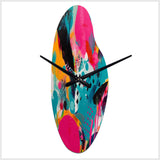 Pink and Turquoise Abstract Enigma I - Asymmetric Metal Wall Clock