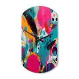 Pink and Turquoise Abstract Enigma I - Asymmetric Metal Wall Clock