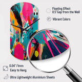 Pink and Turquoise Abstract Enigma I - Asymmetric Metal Wall Clock