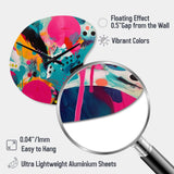 Pink and Turquoise Abstract Enigma I - Asymmetric Metal Wall Clock