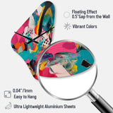 Pink and Turquoise Abstract Enigma II - Asymmetric Metal Wall Clock