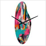Pink and Turquoise Abstract Enigma II - Asymmetric Metal Wall Clock