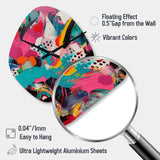 Pink and Turquoise Abstract Enigma II - Asymmetric Metal Wall Clock