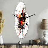 Red and Black Abstract Symphony II - Asymmetric Metal Wall Clock