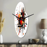 Red and Black Abstract Symphony II - Asymmetric Metal Wall Clock