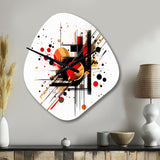 Red and Black Abstract Symphony II - Asymmetric Metal Wall Clock
