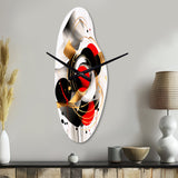 Red and Black Abstract Symphony IV - Asymmetric Metal Wall Clock