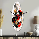 Red and Black Abstract Symphony IV - Asymmetric Metal Wall Clock