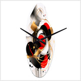 Red and Black Abstract Symphony IV - Asymmetric Metal Wall Clock