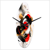 Red and Black Abstract Symphony IV - Asymmetric Metal Wall Clock
