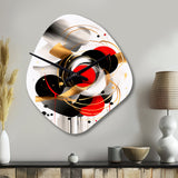 Red and Black Abstract Symphony IV - Asymmetric Metal Wall Clock