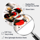 Red and Black Abstract Symphony IV - Asymmetric Metal Wall Clock