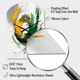 Yellow and Green Abstracted Perspectives III - Asymmetric Metal Wall Clock