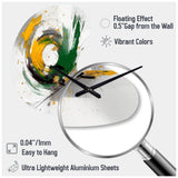 Yellow and Green Abstracted Perspectives III - Asymmetric Metal Wall Clock