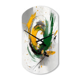 Yellow and Green Abstracted Perspectives III - Asymmetric Metal Wall Clock
