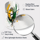 Yellow and Green Abstracted Perspectives III - Asymmetric Metal Wall Clock