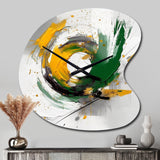 Yellow and Green Abstracted Perspectives III - Asymmetric Metal Wall Clock