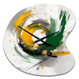 Yellow and Green Abstracted Perspectives III - Asymmetric Metal Wall Clock