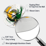 Yellow and Green Abstracted Perspectives III - Asymmetric Metal Wall Clock