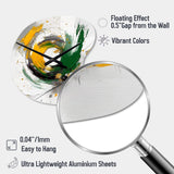 Yellow and Green Abstracted Perspectives III - Asymmetric Metal Wall Clock