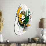 Yellow and Green Abstracted Perspectives III - Asymmetric Metal Wall Clock