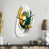Yellow and Green Abstracted Perspectives III - Asymmetric Metal Wall Clock
