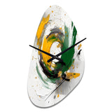 Yellow and Green Abstracted Perspectives III - Asymmetric Metal Wall Clock