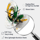 Yellow and Green Abstracted Perspectives III - Asymmetric Metal Wall Clock